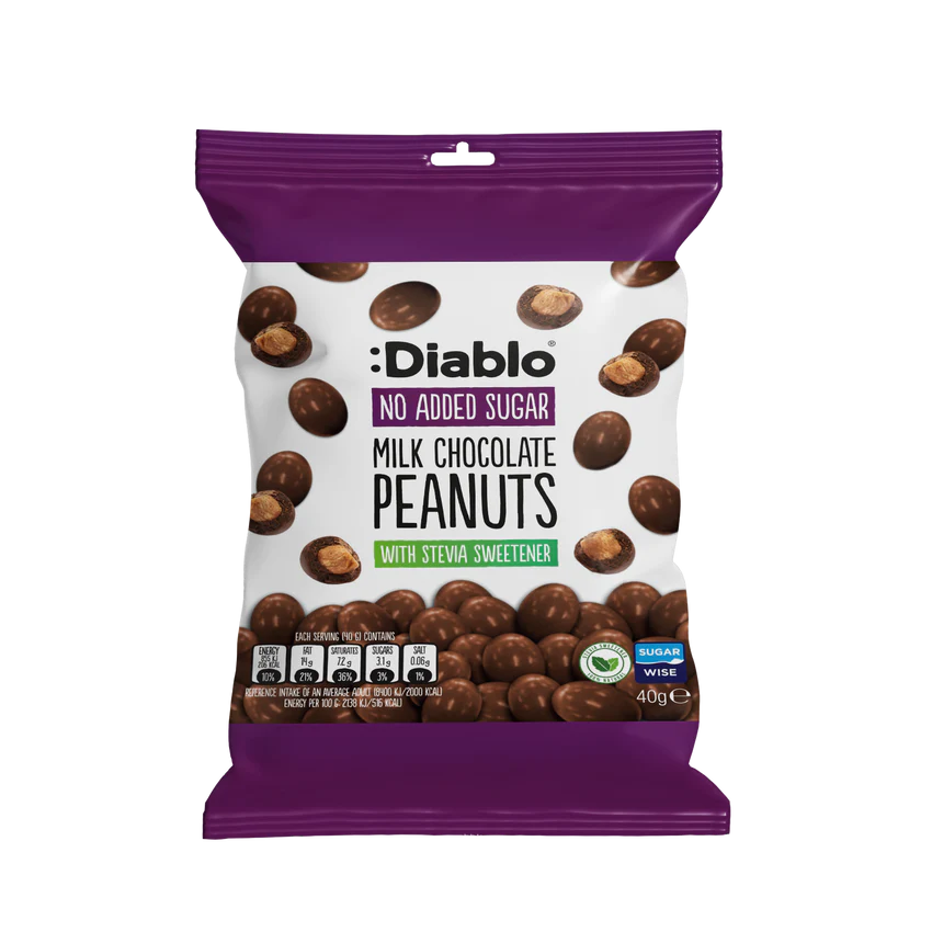 MilkChocolatePeanuts_CHK-040-MCP-P24 شکلات شیری با بادامزمینی بدون شکر افزوده 40 گرم - تصویر 1